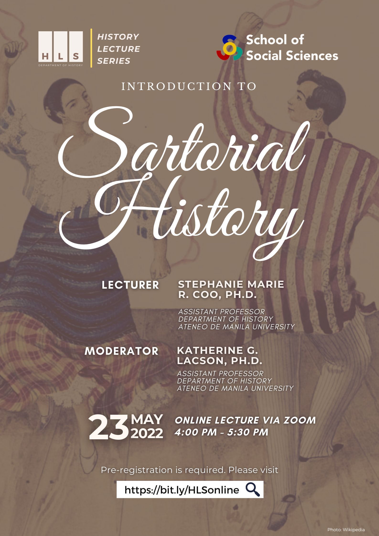 Introduction to Sartorial History, a lecture by Dr. Stephanie Coo. May 23, 2022, 4:00-5:30 PM. 