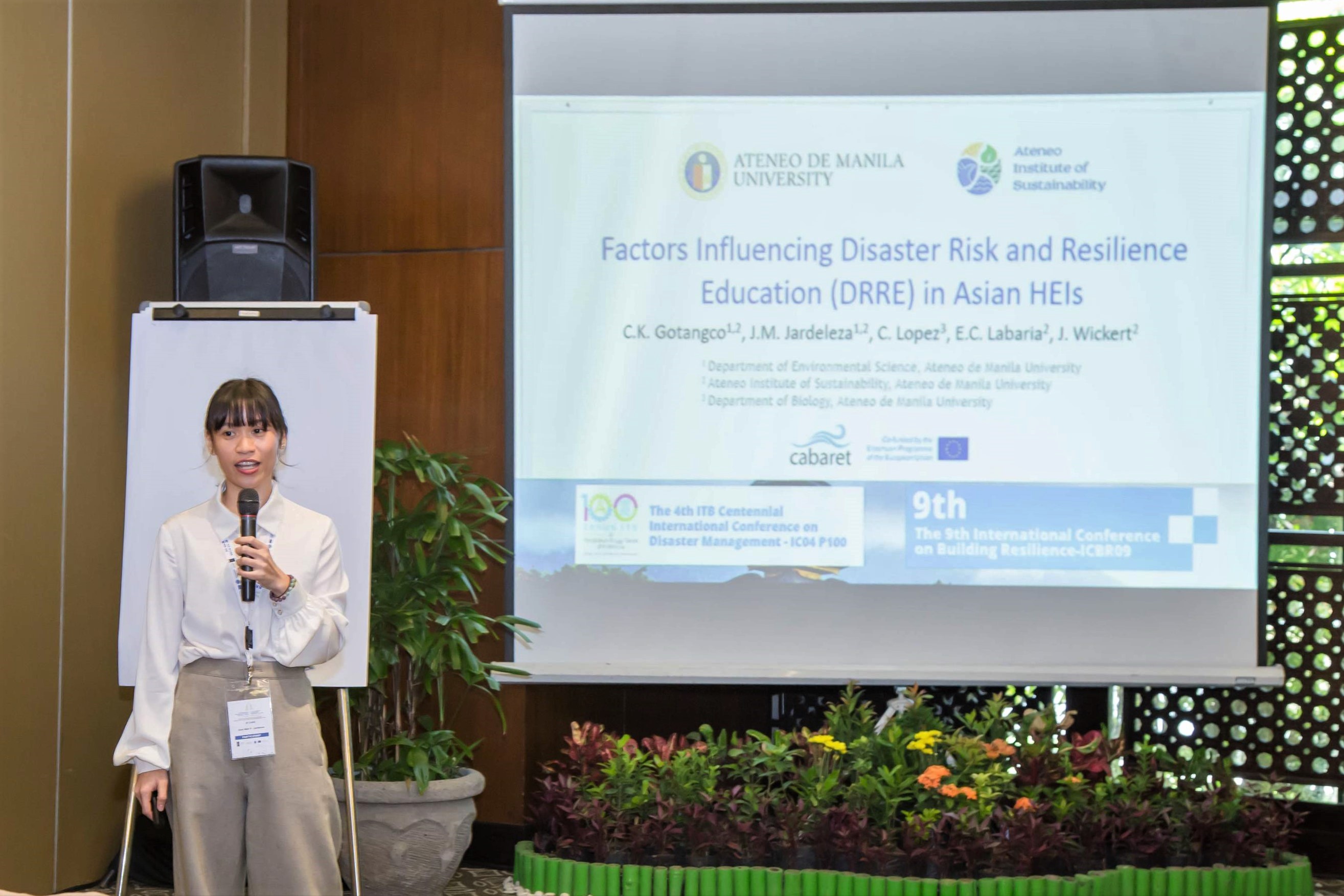 Ms. Jardeleza presents the study "Factors Influencing Disaster Risk and Resilience Education (DRRE) in Asian HEIs"