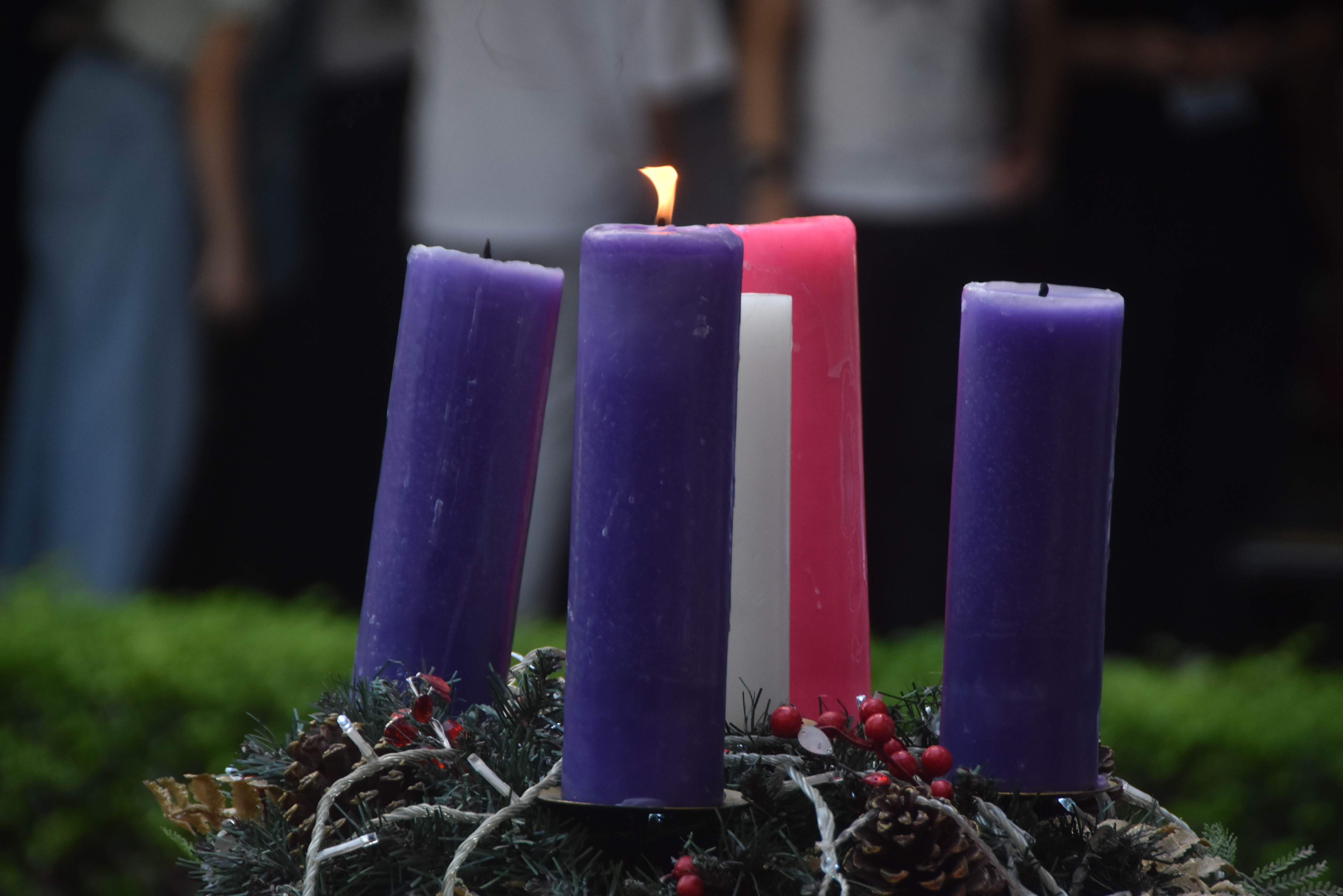The first candle of the wreath is purple and symbolizes HOPE and anticipation for the coming of the Messiah.    