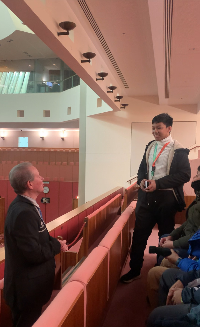 Gelo Serrano at Parliament House in Canberra 