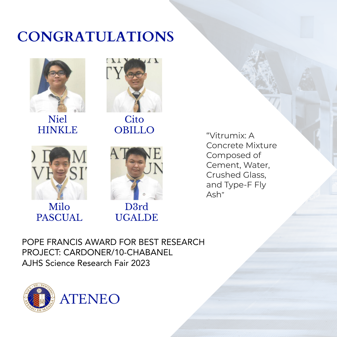 The Pope Francis Award winners 