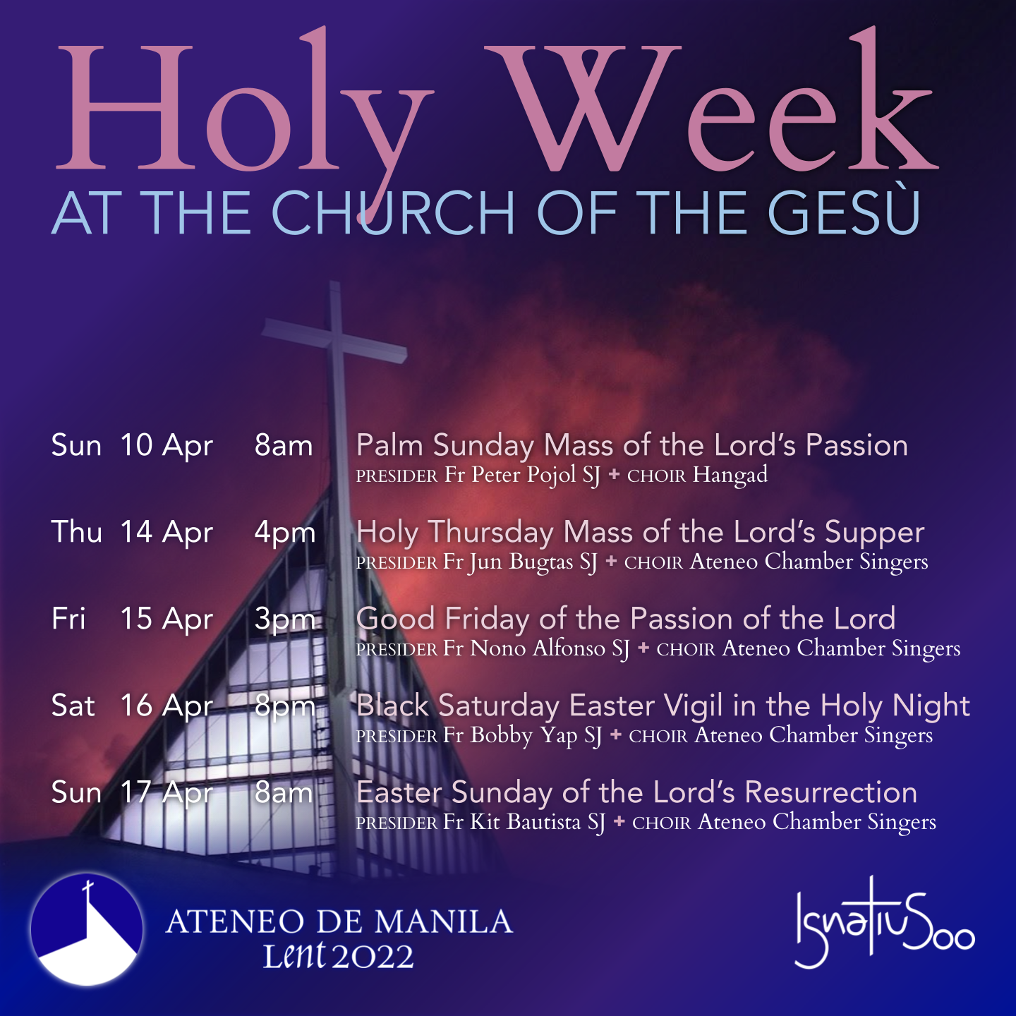 Holy Week 2022 Schedule