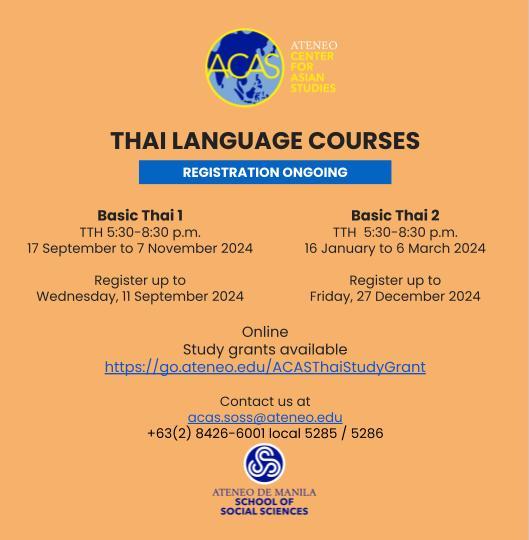 2024 ACAS Thai Course Updated Schedule
