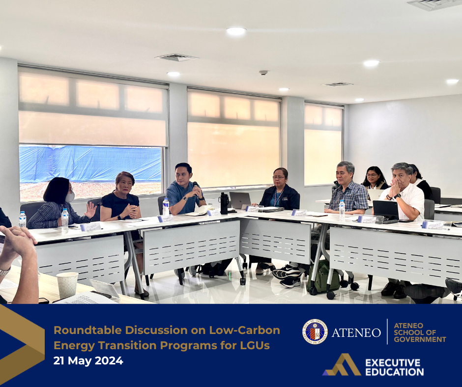 ASoG  Hosts Roundtable Discussion on Low-Carbon Energy Transition Programs for LGUs with Tara Climate Foundation and Other Government Agencies