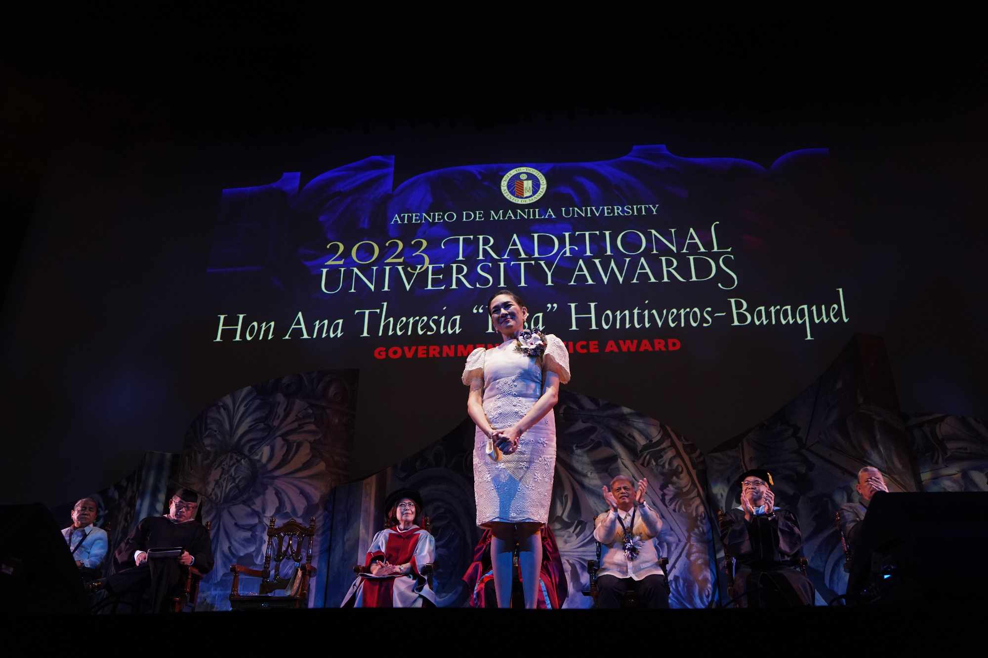 Hon Risa Hontiveros-Baraquel stands centerstage during the reading of her citation