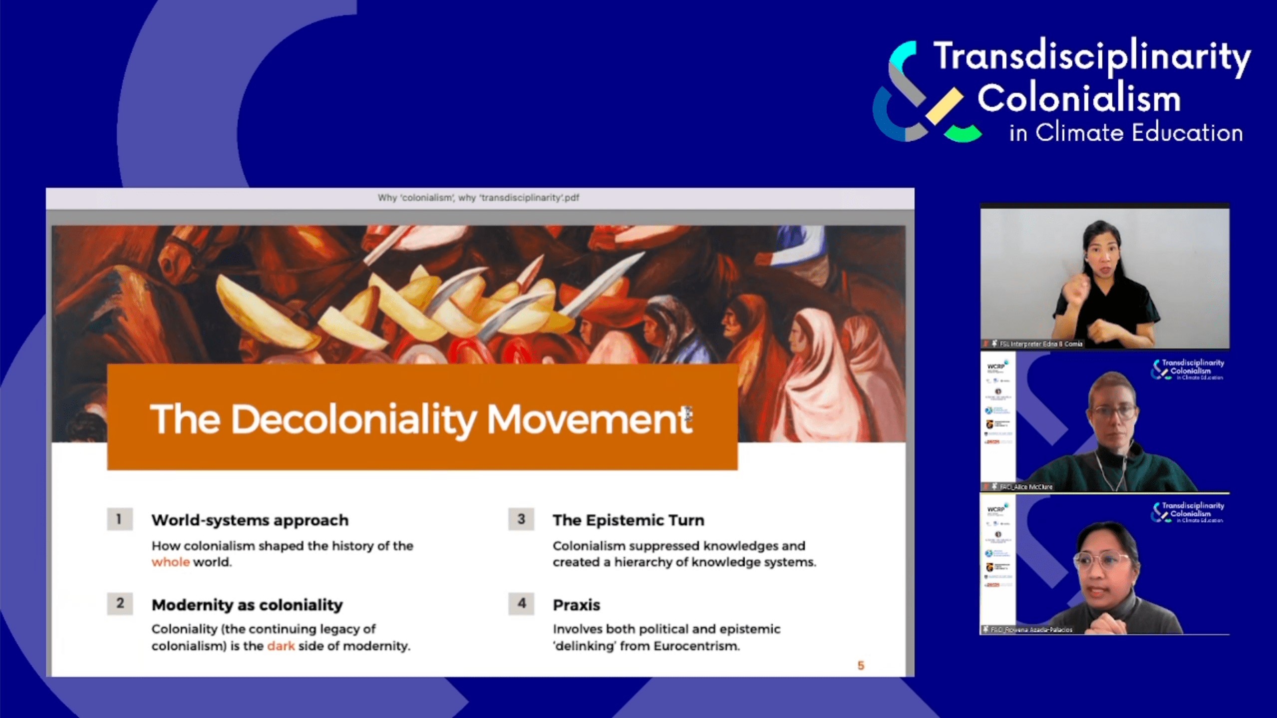 Dr Rowena Azada Palacios and Ms McClure delivering their interventions during the webinar portion of the session