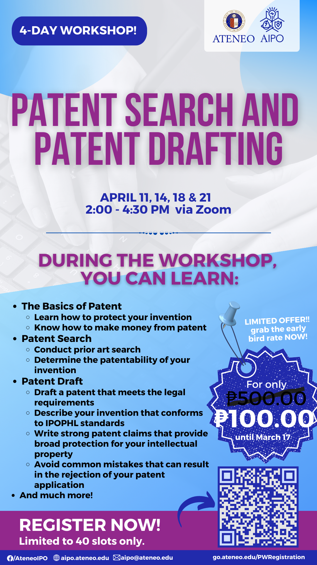 Patent Search and Patent Drafting Workshop April 2023