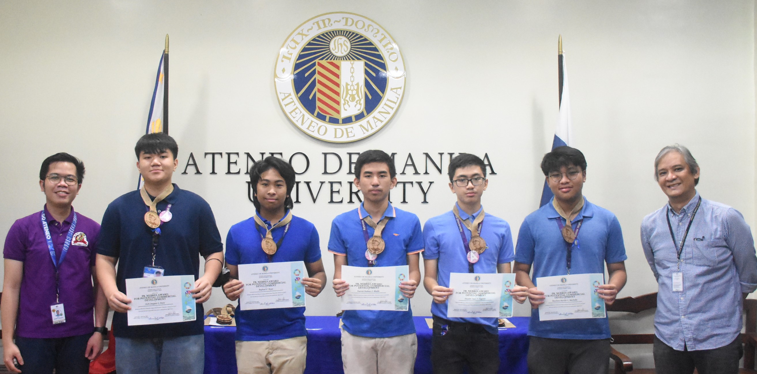(L-R) Jermel Gorgod, Dirk Favis, Raphael Reyes, Patrick Madla, Hayden Eugenio, Matthew Marbella, Jonny Salvador