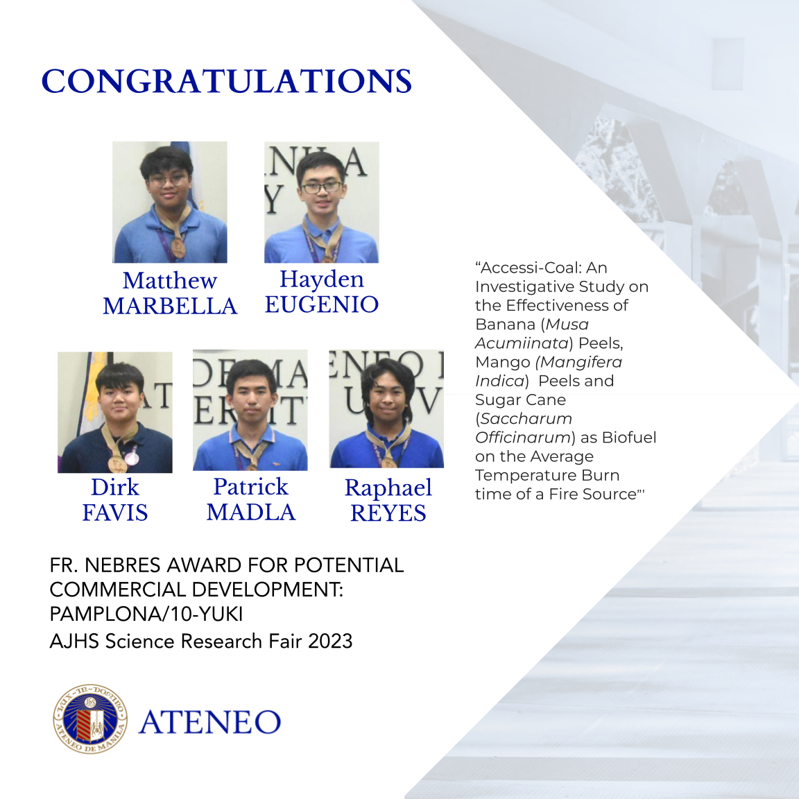 The Fr. Nebres Award winners 