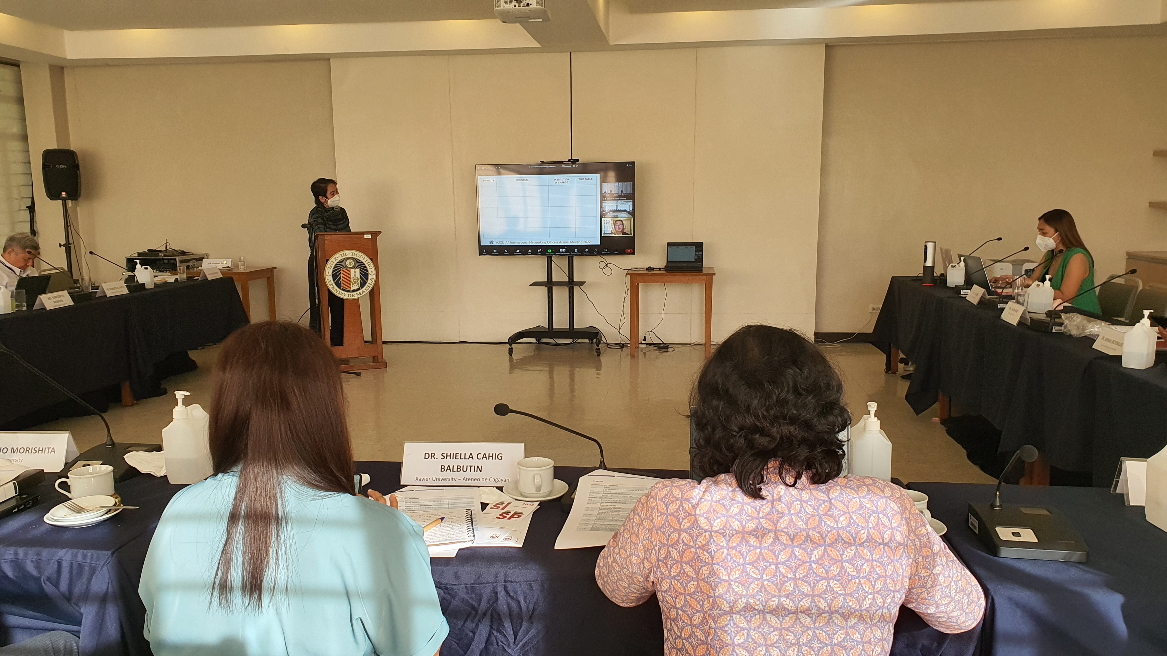 Karen Sunico, Ateneo de Manila University’s Director of the Office of International Relations (OIR), chairs the meeting and facilitates the discussion of the proposed initiatives.