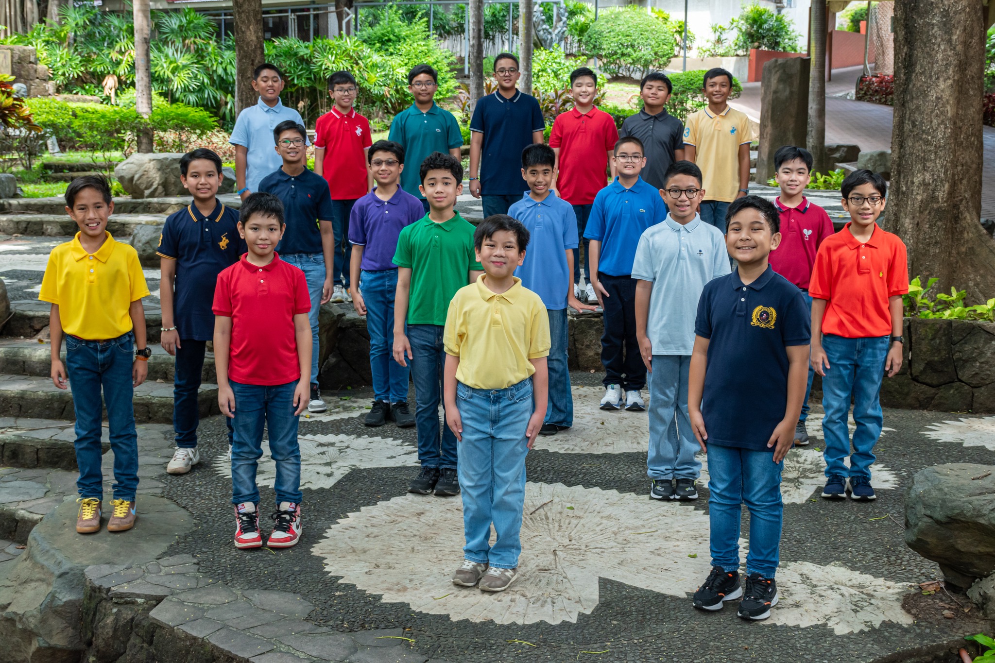 Front row from left: Kenzie Maglonzo, Keith Garcia, Kian Yu, Euan Tamaña; second row from left: Zymonne de Vega, Migo Sandoval, Leeam Aguilar, Marcus Mariano; third row from left: Matty Trinidad, Gabe Enciso, Elroi Navarro, Enzo Quijano, Zo Lopez; row four from left: Gene Maquirang, Kaiel Garcia, Brandon Rabino, Raphael Lauzon, Eevie Cheng, Rav Vergara, Jaoquin Mendoza; not in photo: Aaron Acosta, Daniel Canaria, Yuan Fernando