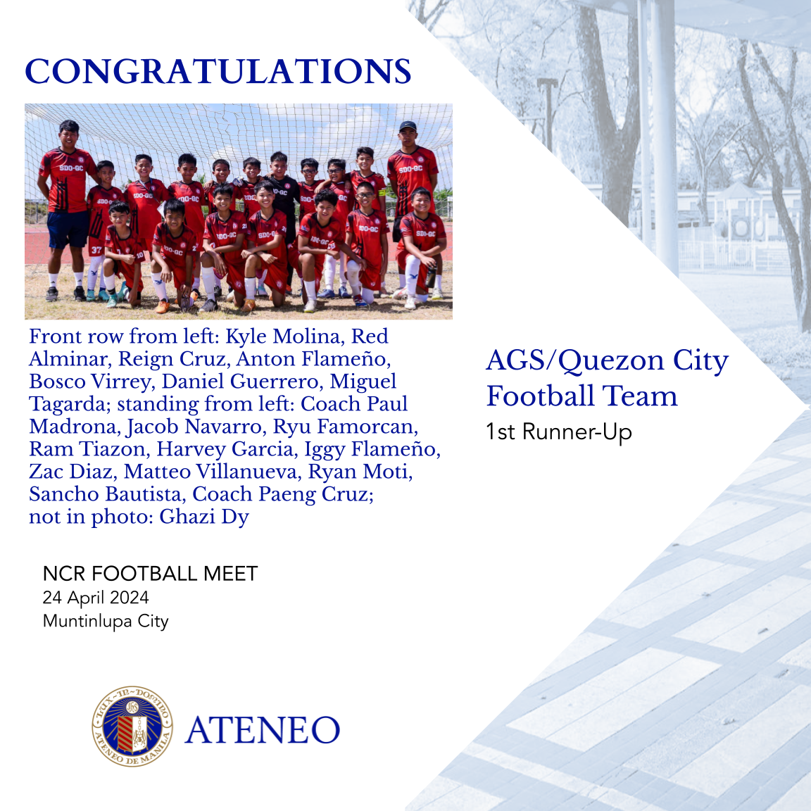 Ateneo places 2nd at the 2024 NCR Palaro Football Meet