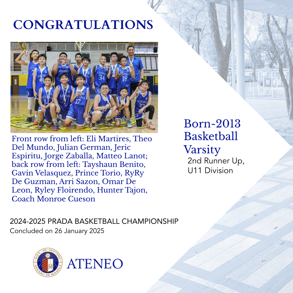 PRADA basketball U11 3rd place Born-2013 varsity