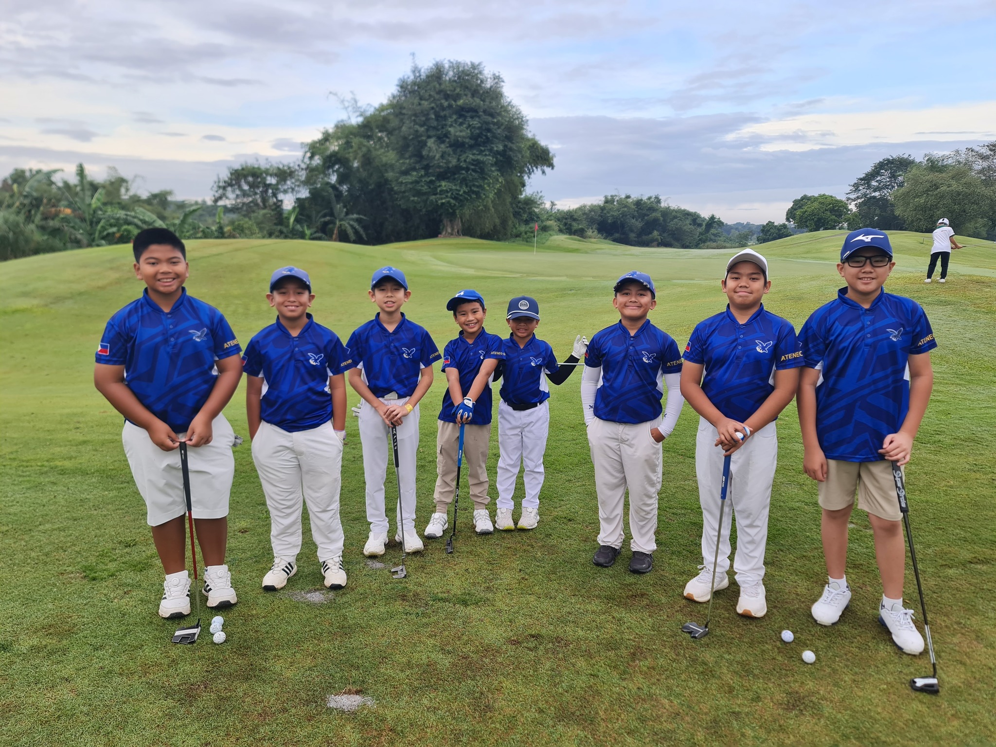 The AGS Varsity Golf Team (from left): Luis Espinosa, Matteo dela Cruz, EJ Illescas, Rupert Cariño, Datu Villamor, Marco Iglesia, Ross Tecson, and EC Aguirre
