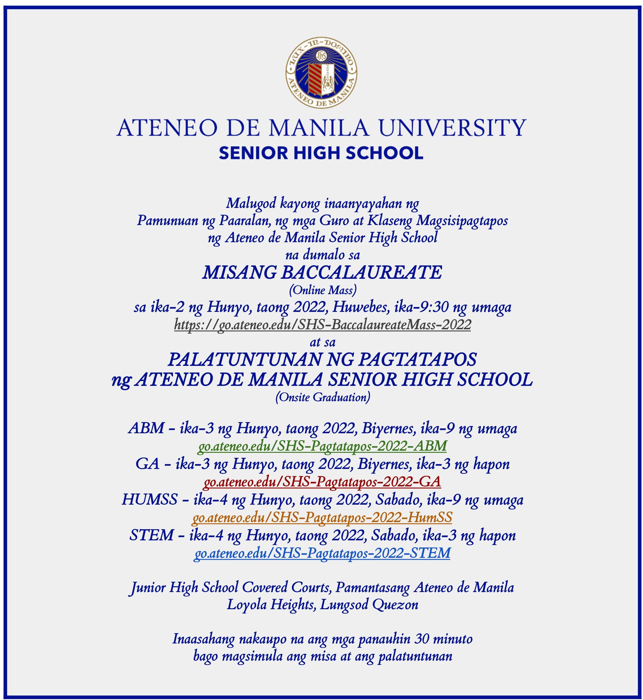 ASHS Grad 2020 invite