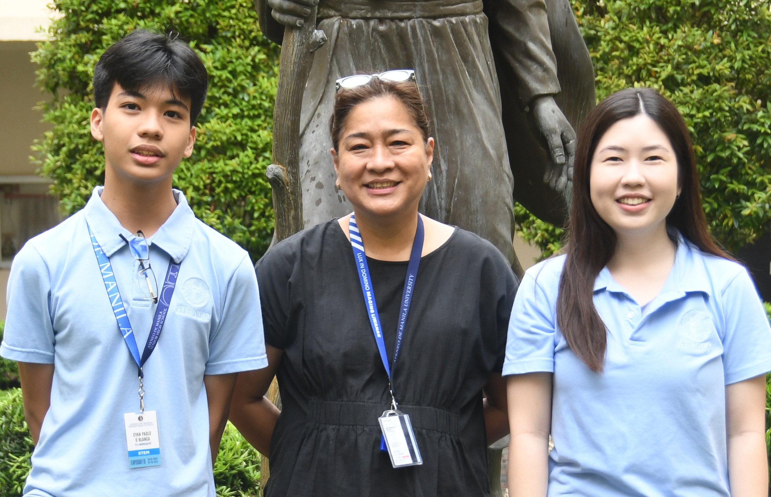 (L-R) Cyan Blanca, ASHS Principal Sansan Borja, Sam Dionisioo