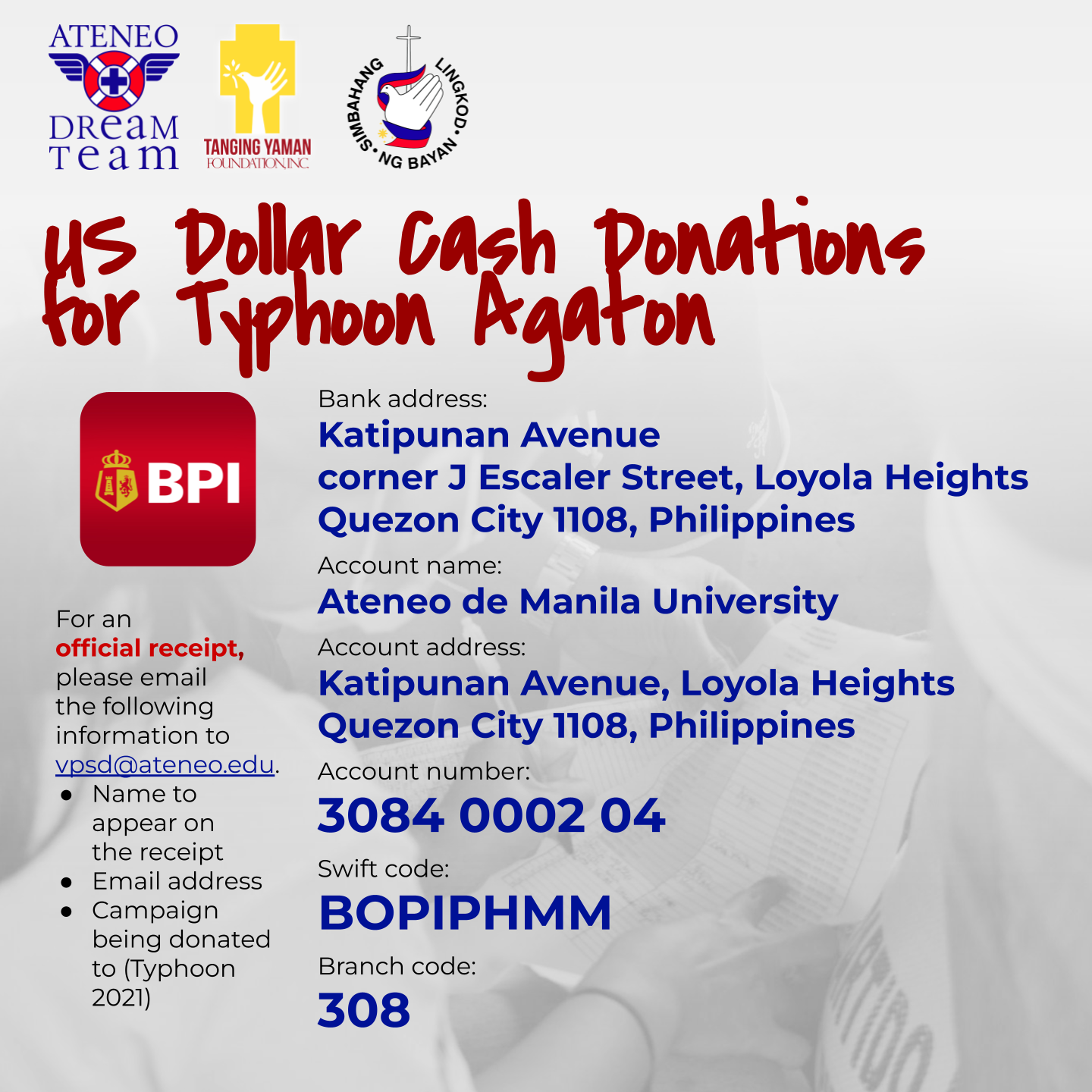 Typhoon Agaton call for donations 3