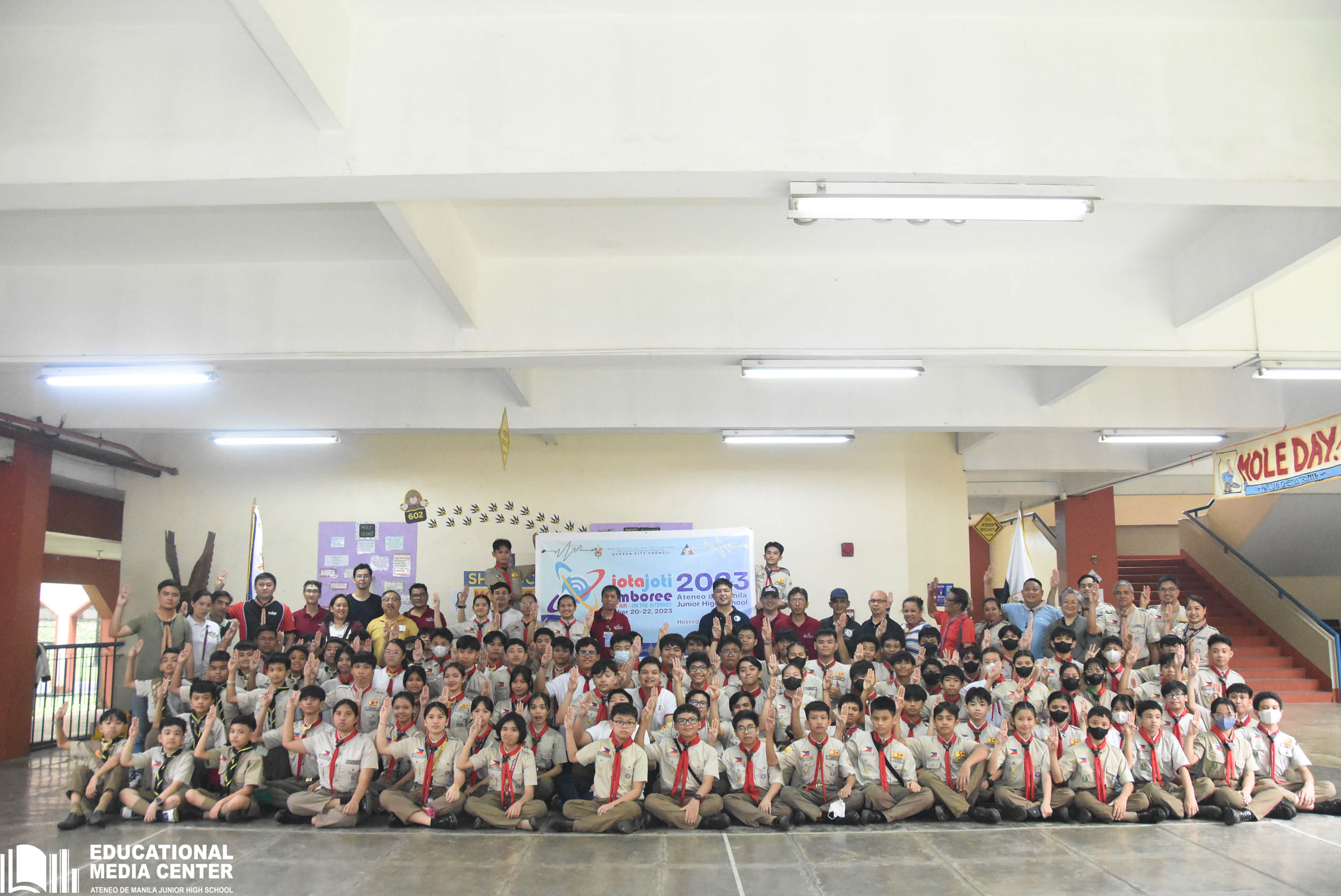 District 3's Scouts and Scouters and members of the BSP Quezon City Council pose for a group photo during the closing ceremony