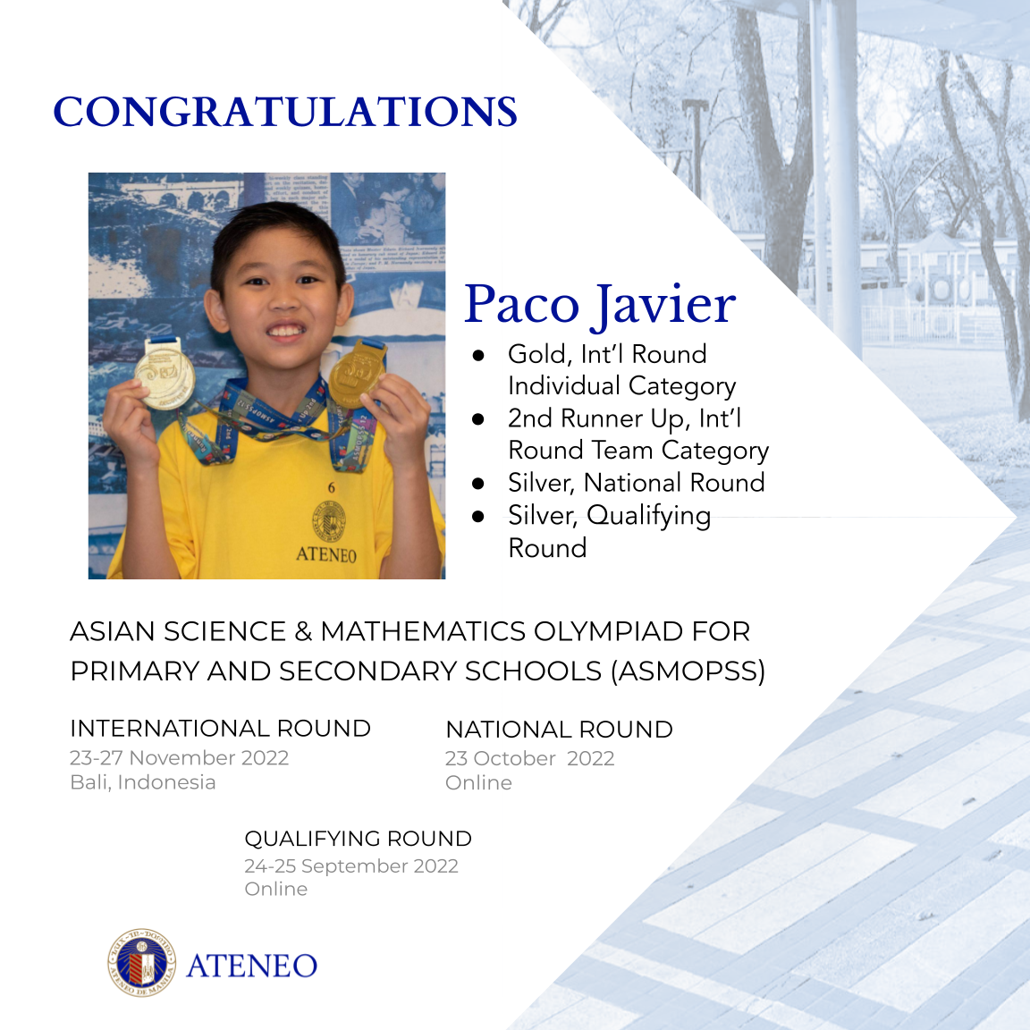 ASMOPSS gold medalist Paco Javier
