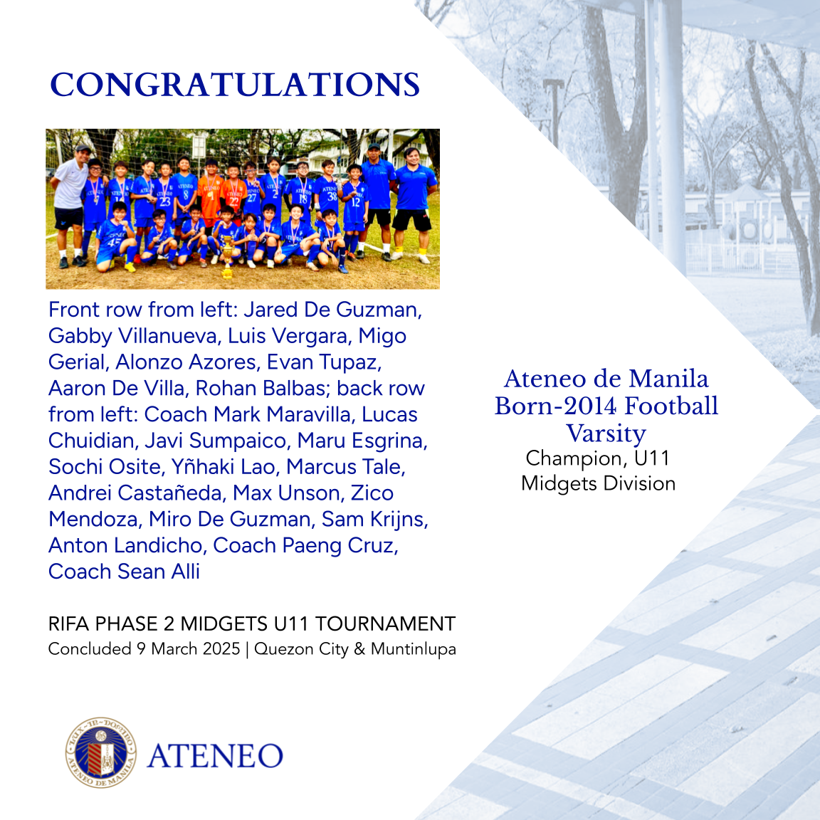 The RIFA Phase 2 2025 U11 Champions 