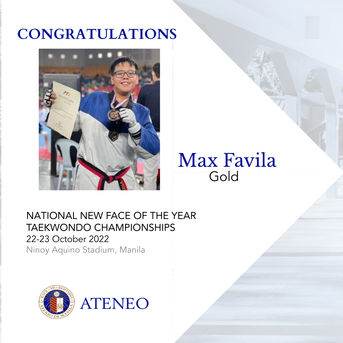 Max Favila, gold medalist 