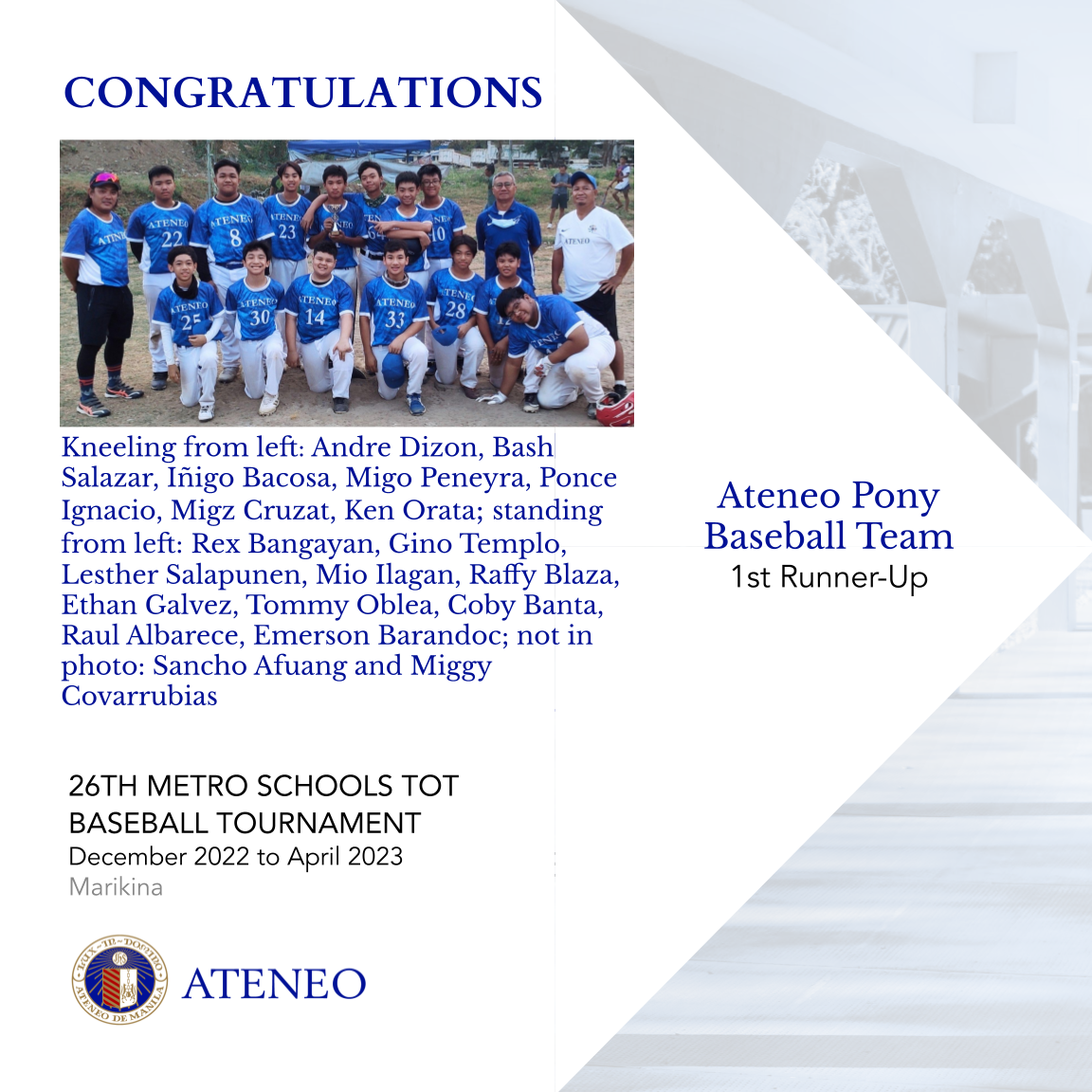 The AJHS Pony Baseball Team 