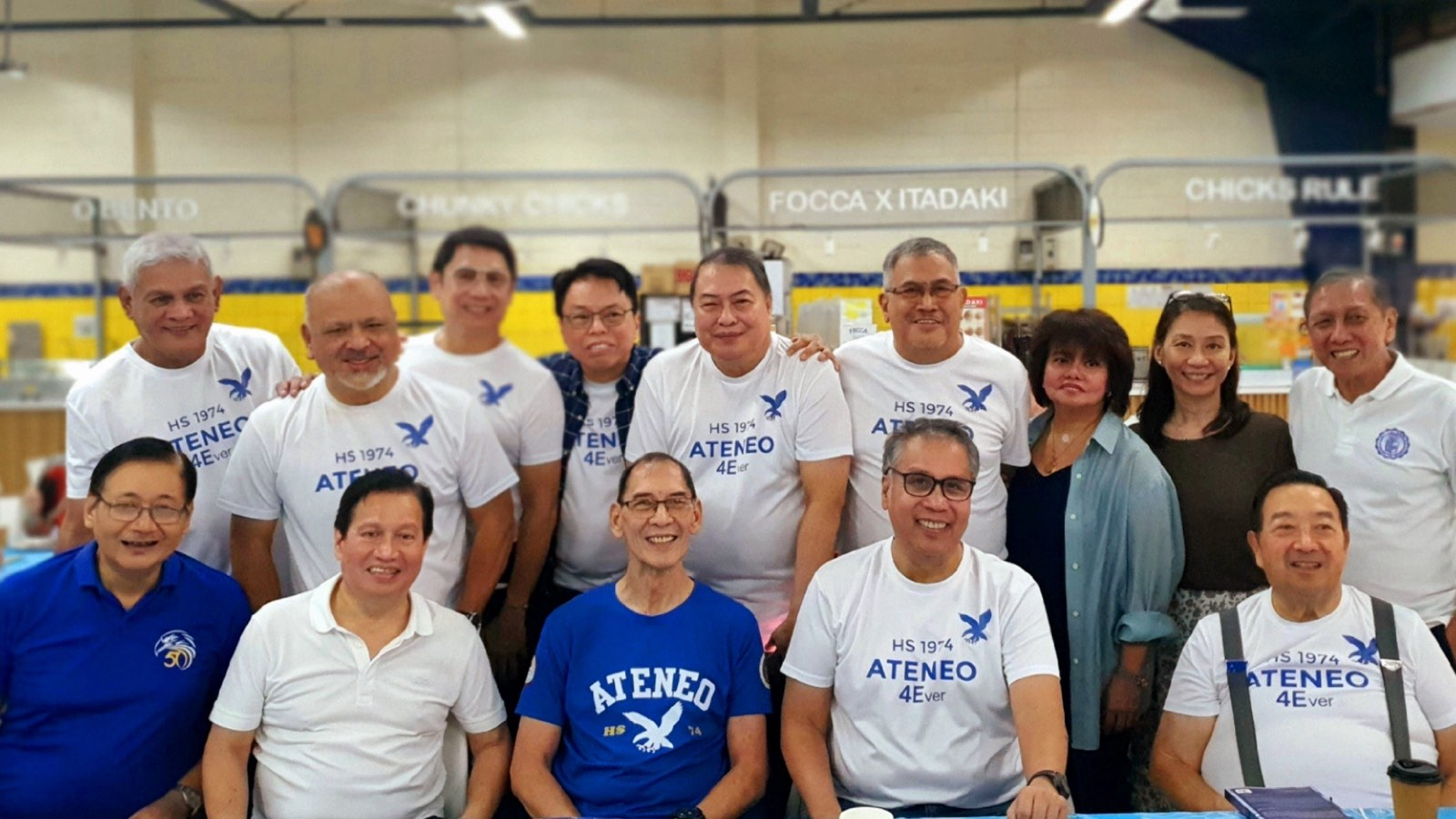 Caption: Seated (from left to right): Sonny Clutario (GS'70), Raul Pangilinan, Jun Puno, Mar Roxas, Johnny Maceda Standing (from left to right): Ed Principe, Tony Santiago, Robert Lilles, Joel Valdes, Rene Carsi Cruz, Leo Rodriguez, Lilibeth Rodriguez, Doris Faylona, Ickie Faylona