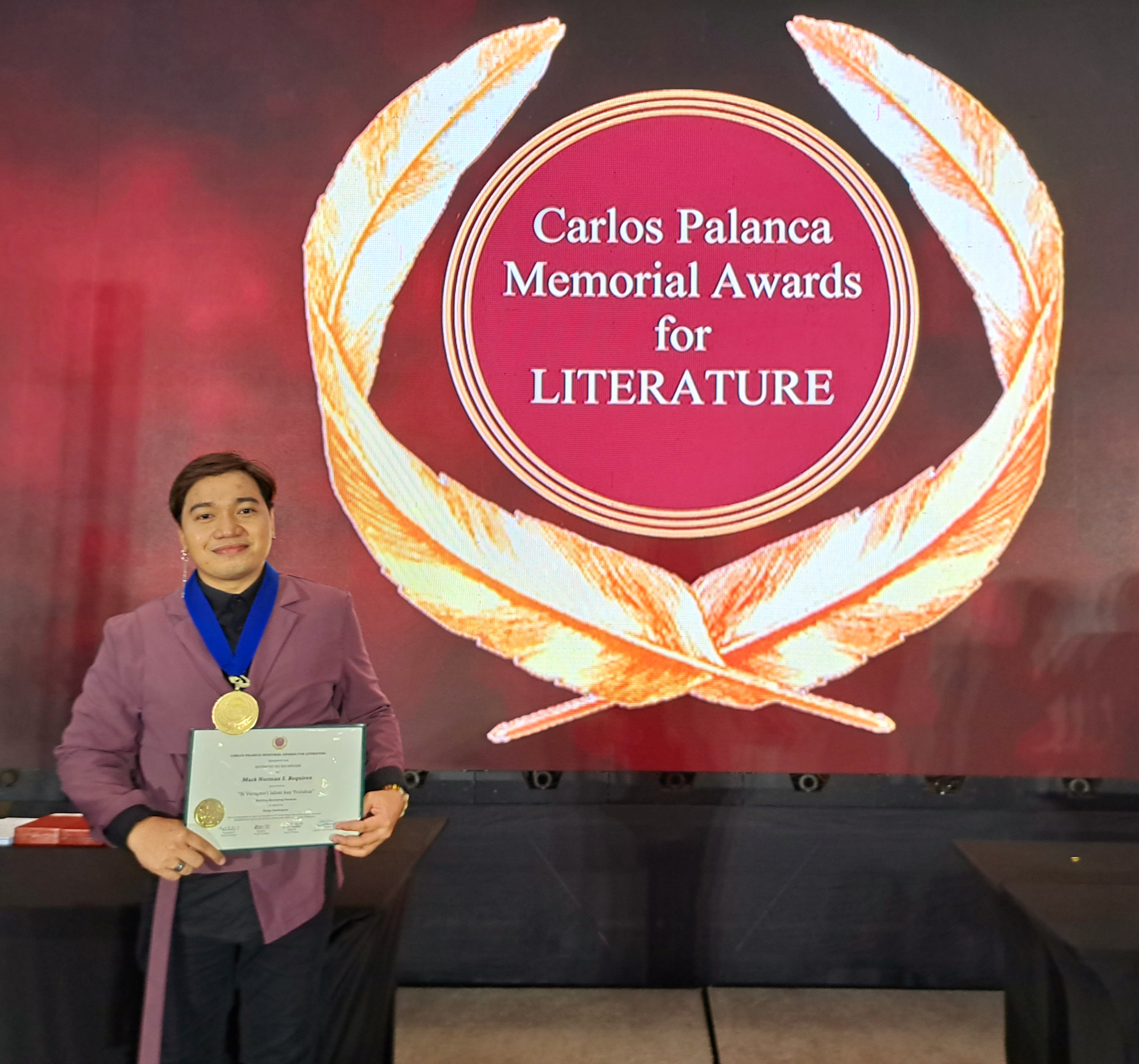 Norman Boquiren at the Carlos Palanca awards ceremony 