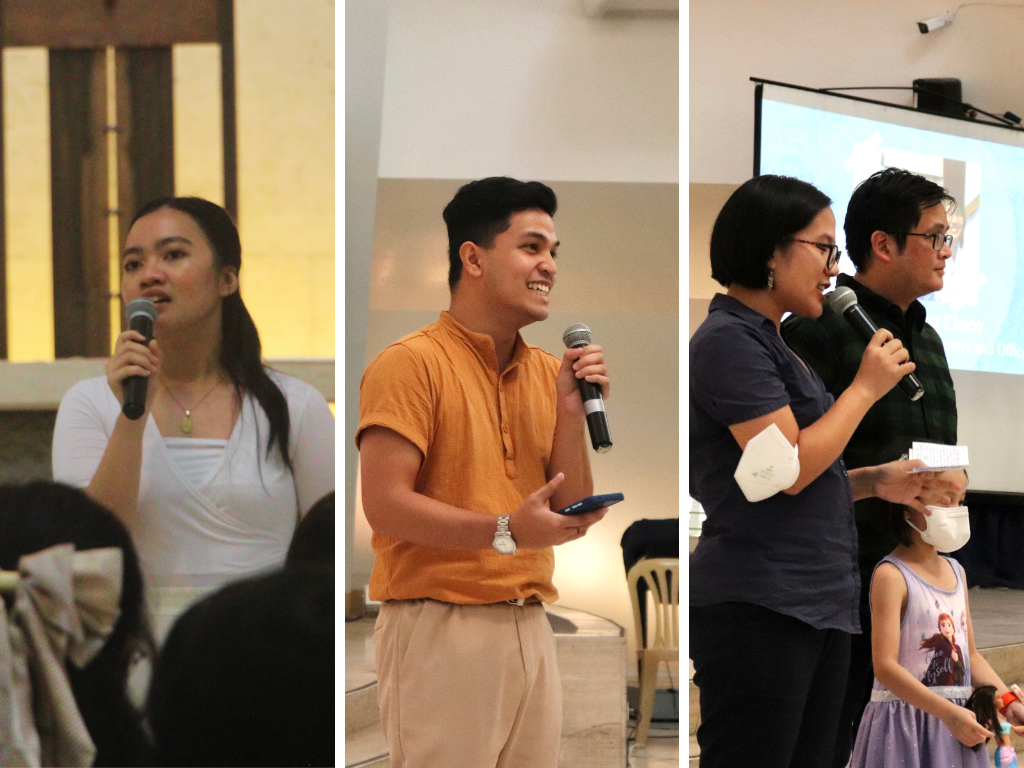 The live sharers tell their Pathways stories. Left to right: Alexandra Jarlego, Engr. Jay Vee Estrada, Reg Cinco and Gio Cinco with their daughter.