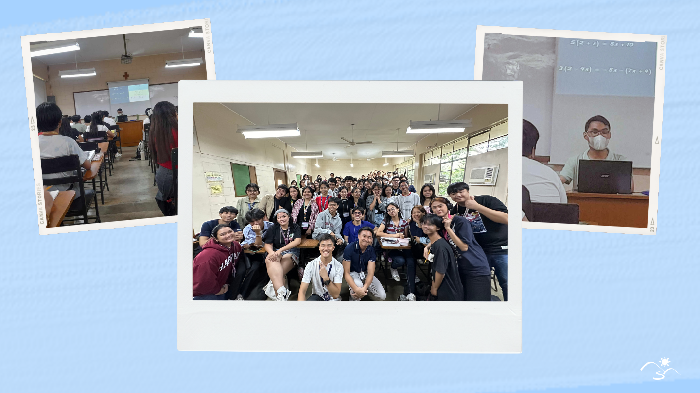 Left to right: Students review their lessons with LSC, students Pose for a picture with their LSC tutors and volunteers, and Albert Siton takes the time to review exam questions with students