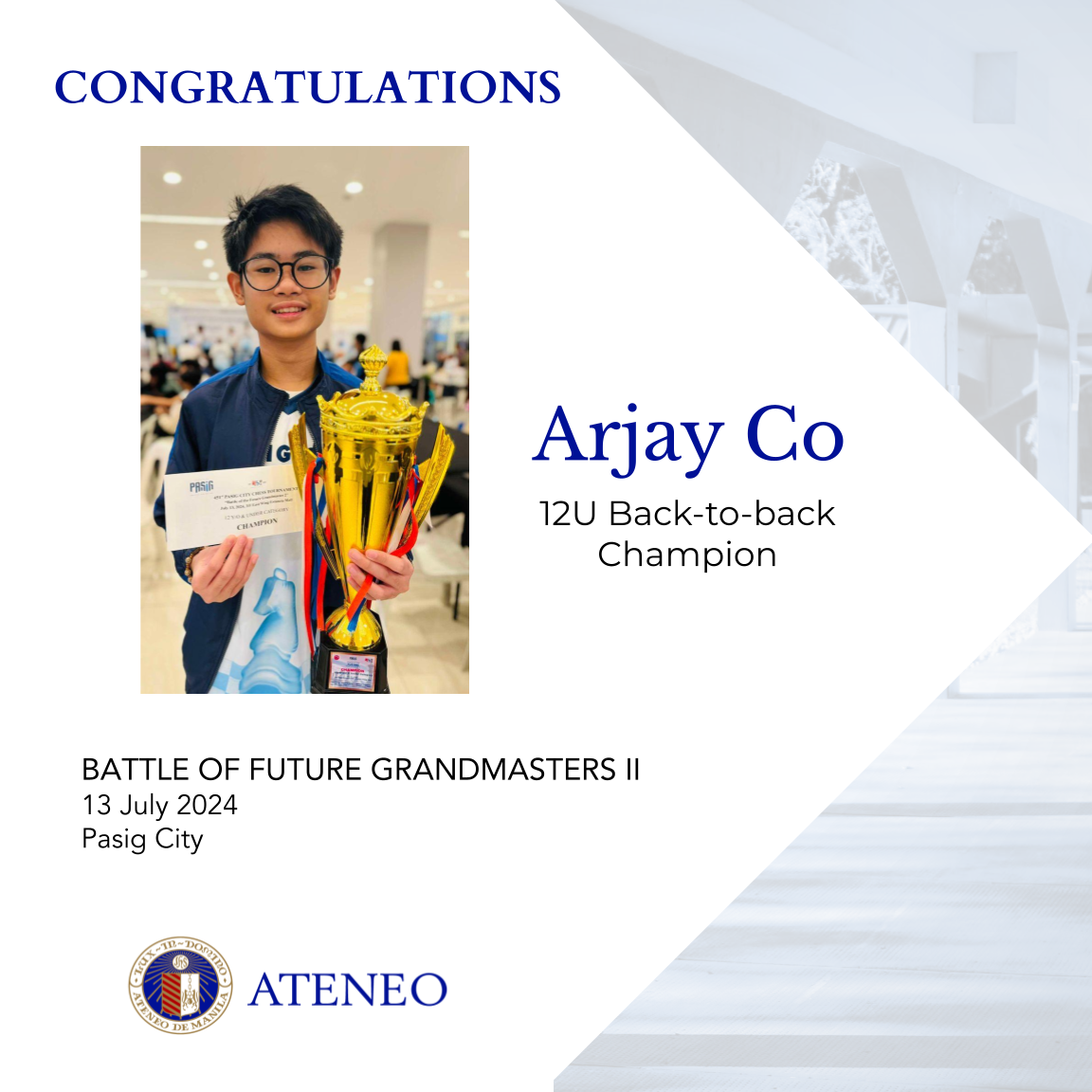 back-to-back champ Arjay Co 