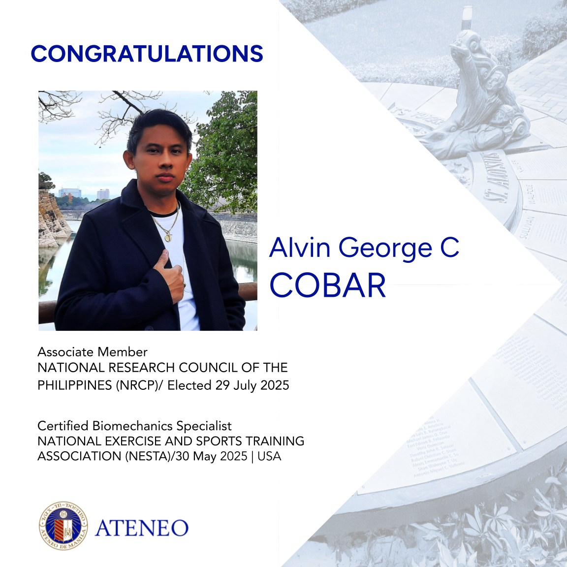 Jok Cobar August 2025 Associate Member NRCP Biomechanics Specialist NESTA 