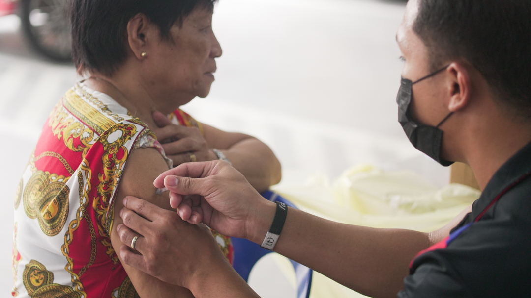 A senior citizen from Valenzuela City getting vaccinated