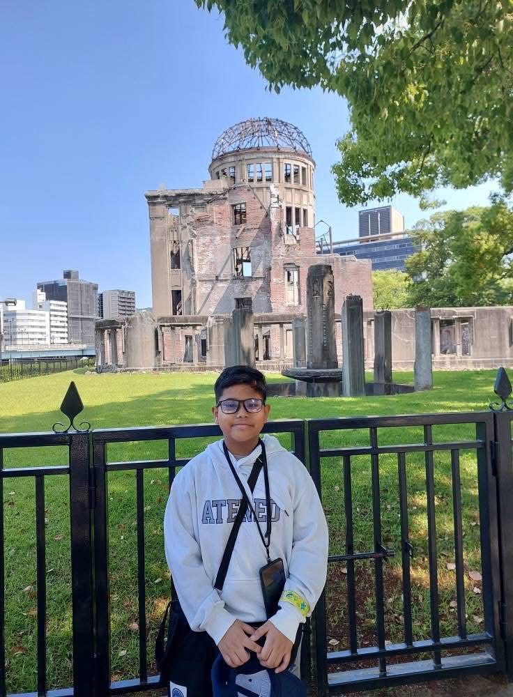 EA Mojica in front of the Atom Bomb Dome