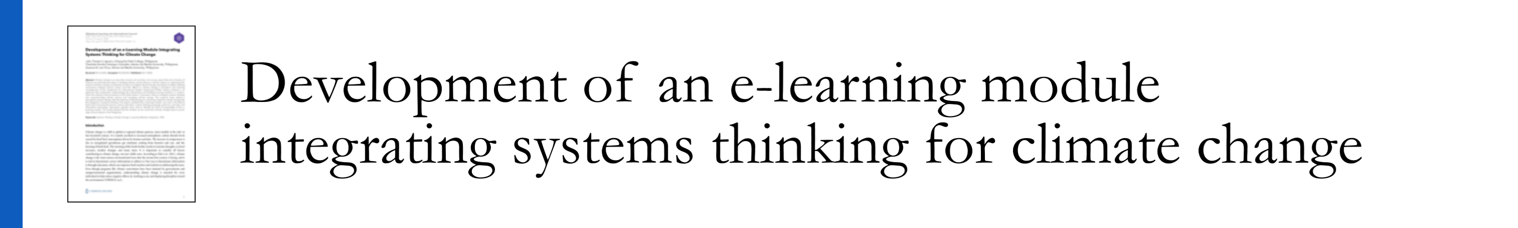 Ignacio et al 2023 - Development of an e-learning module integrating systems thinking for climate change