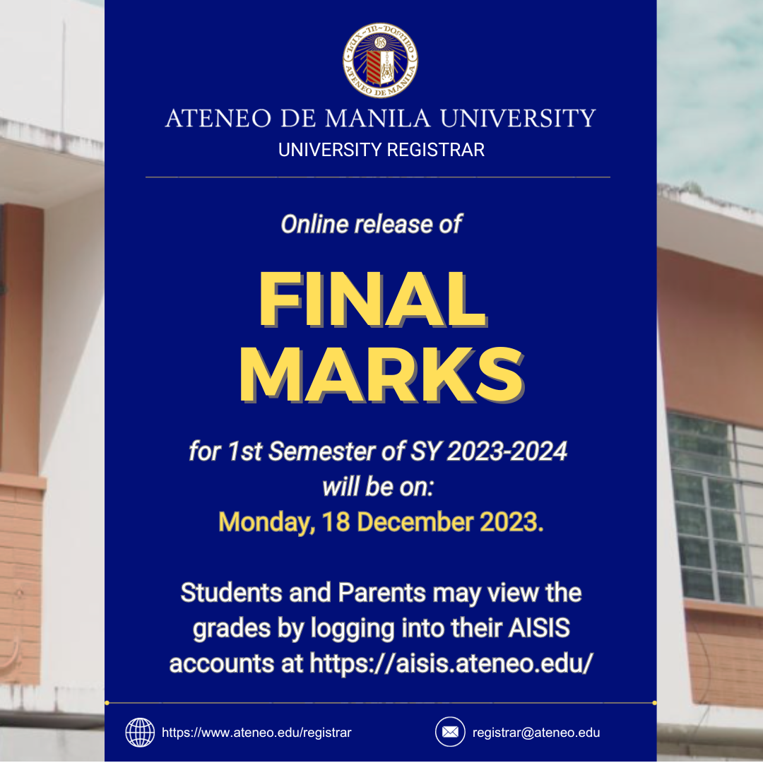 Online Release of Final Marks for 1st Semester SY 2023-2024