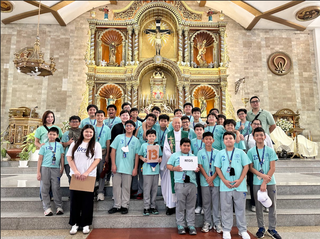 Posing with the priest presider 