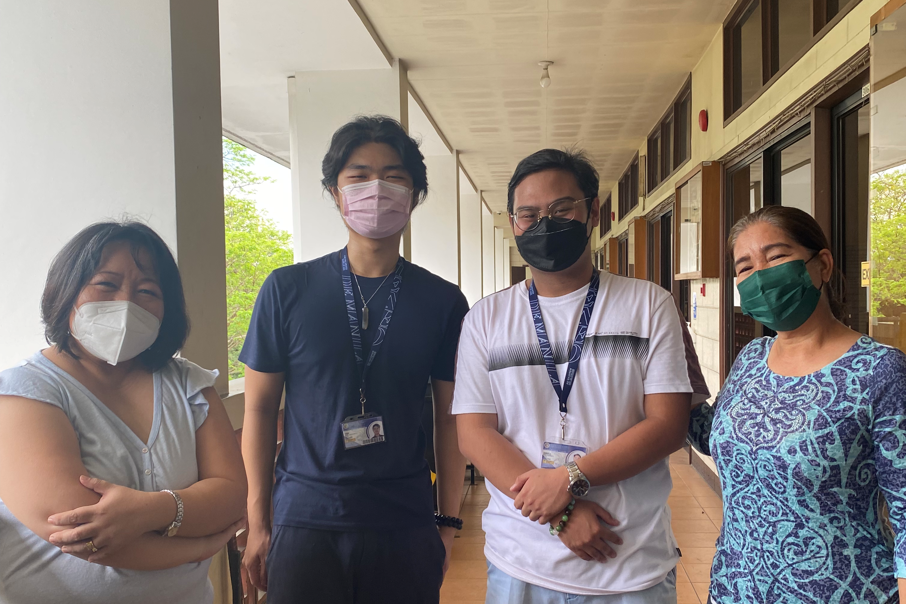 Students welcomed by Dr. Guzman and Ms. Argones. From left to right: Dr. Guzman, Nigel Anthony Tan, Karl Cedric Opeña (2 BS Environmental Science), and Ms. Argones.