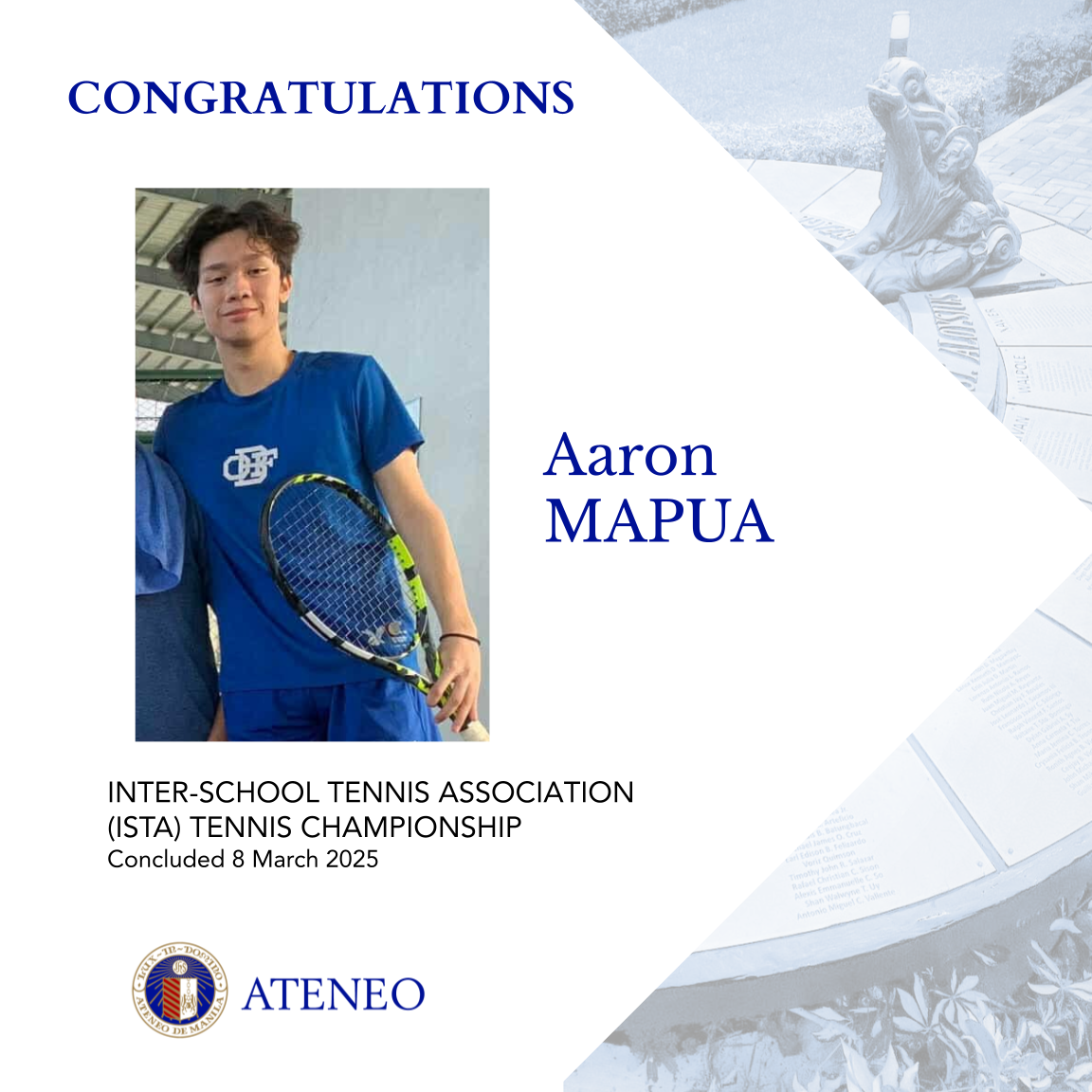 ASHS tennis player Aaron Mapua  