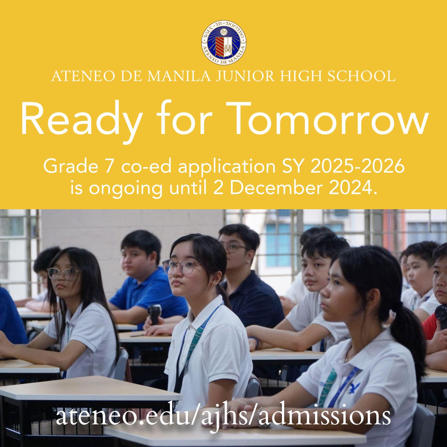 AJHS Grade 7 application SY 2025-2026  