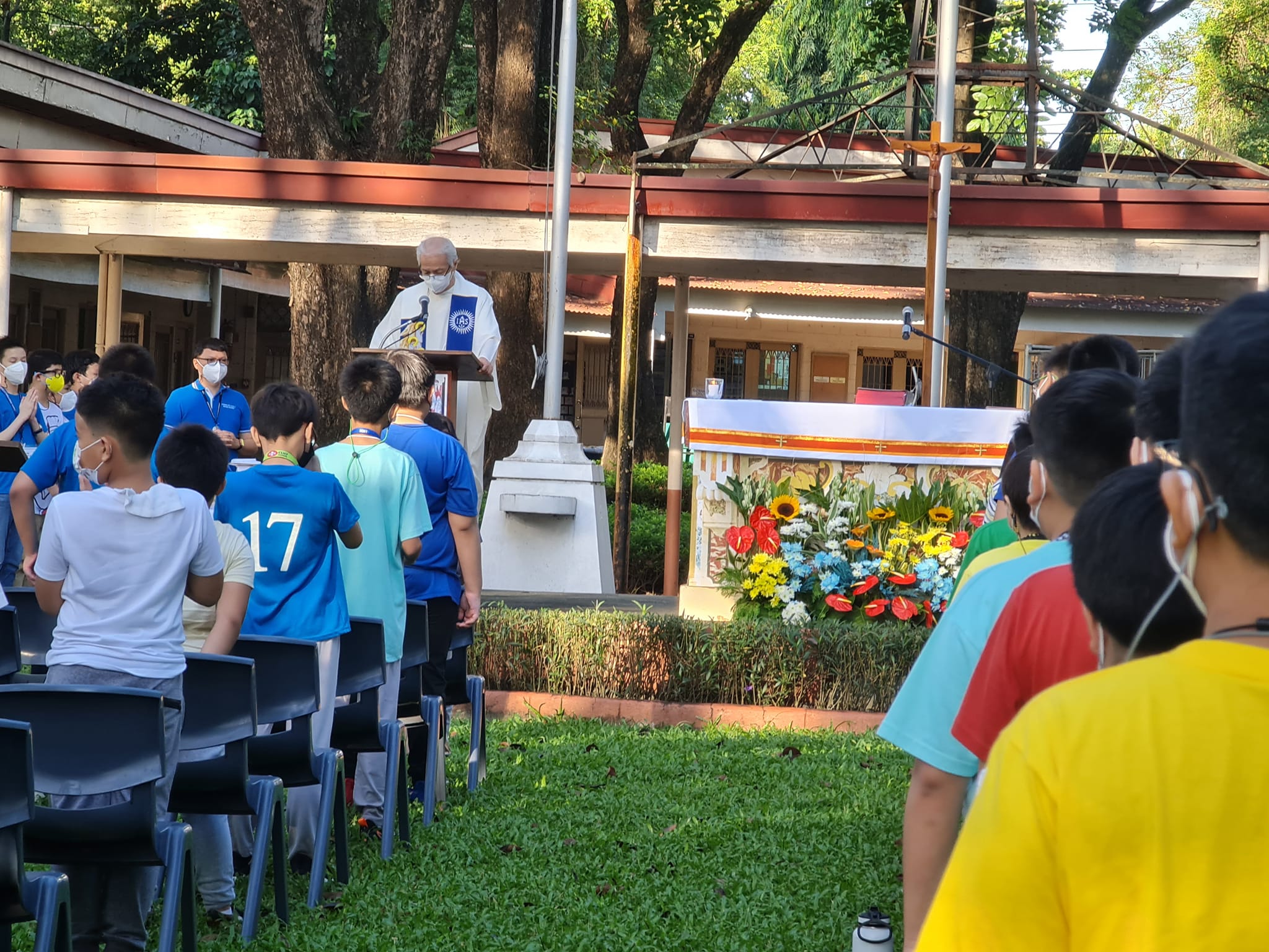 The Laudato Si Mass held in the open grounds fronting the AGS flag pole area.a