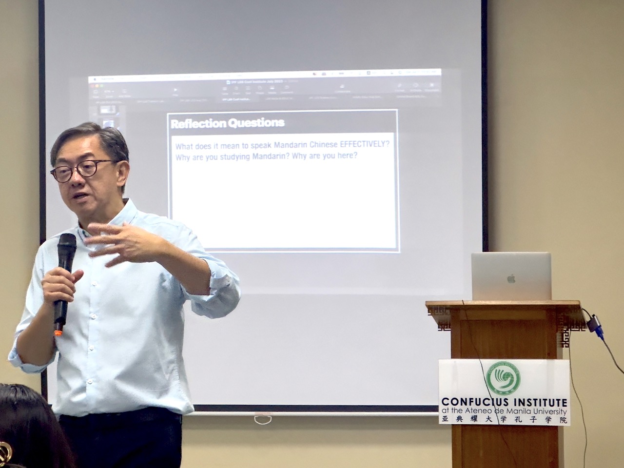 Fr Johnny Go with powerpoint on reflection questions