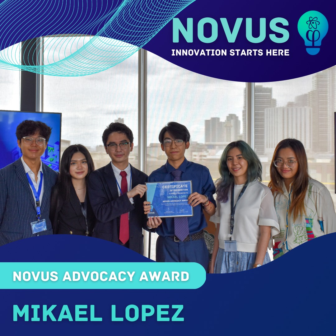 Mika Lopez (fourth from left) is the NOVUS Case Competition’s Advocacy Award-winner    