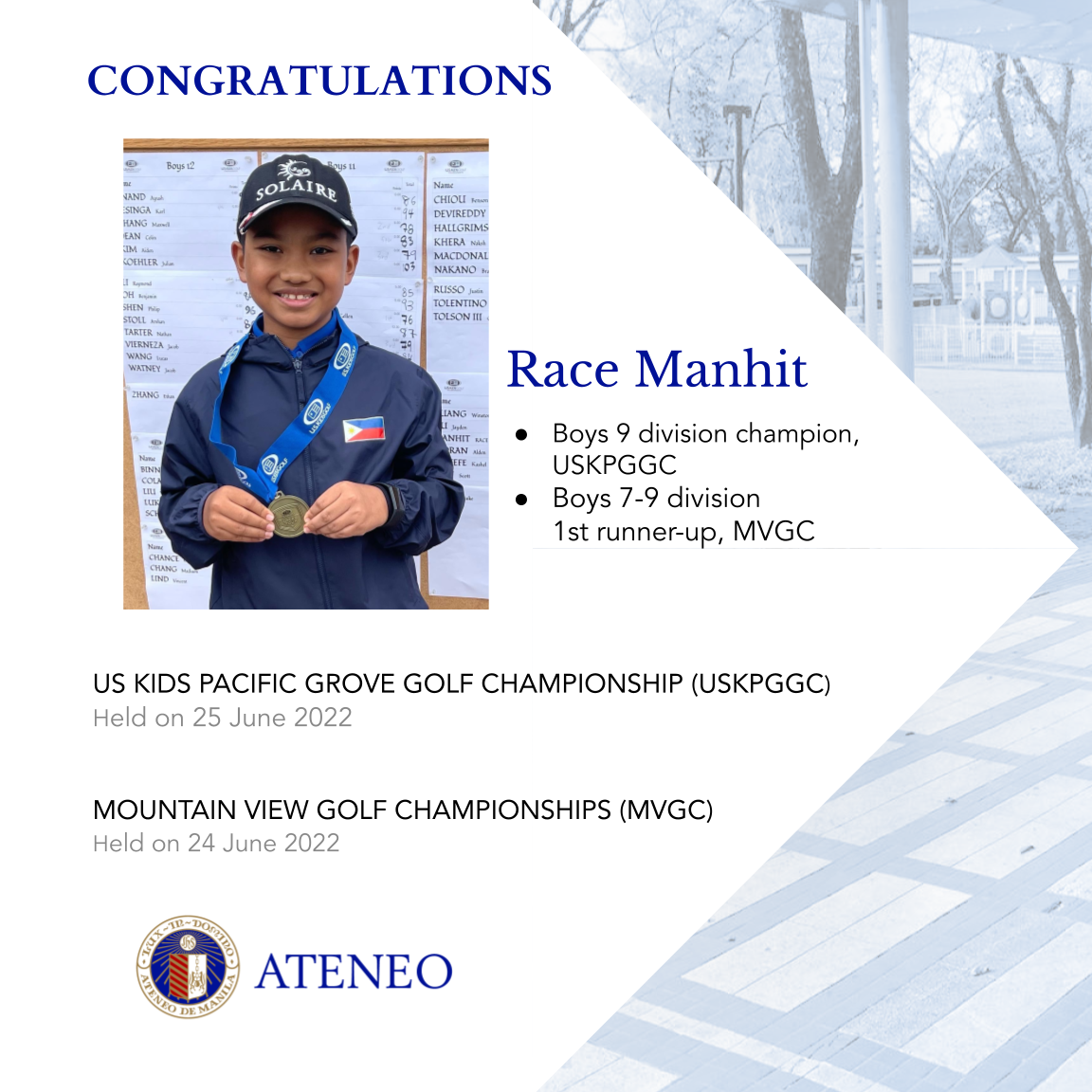Race Manhit is champion of the US Kids Pacific Grove Golf Championship 