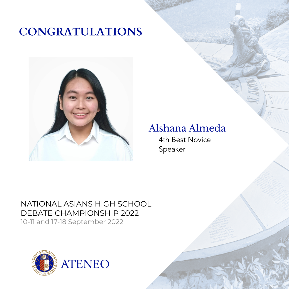 Alshana Almeda was named 4th Best Novice Speaker of NASHDC 2022 