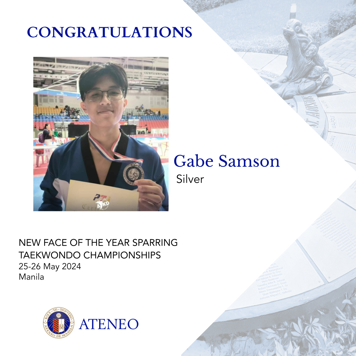 ASHS silver medalist Gabe Samson  