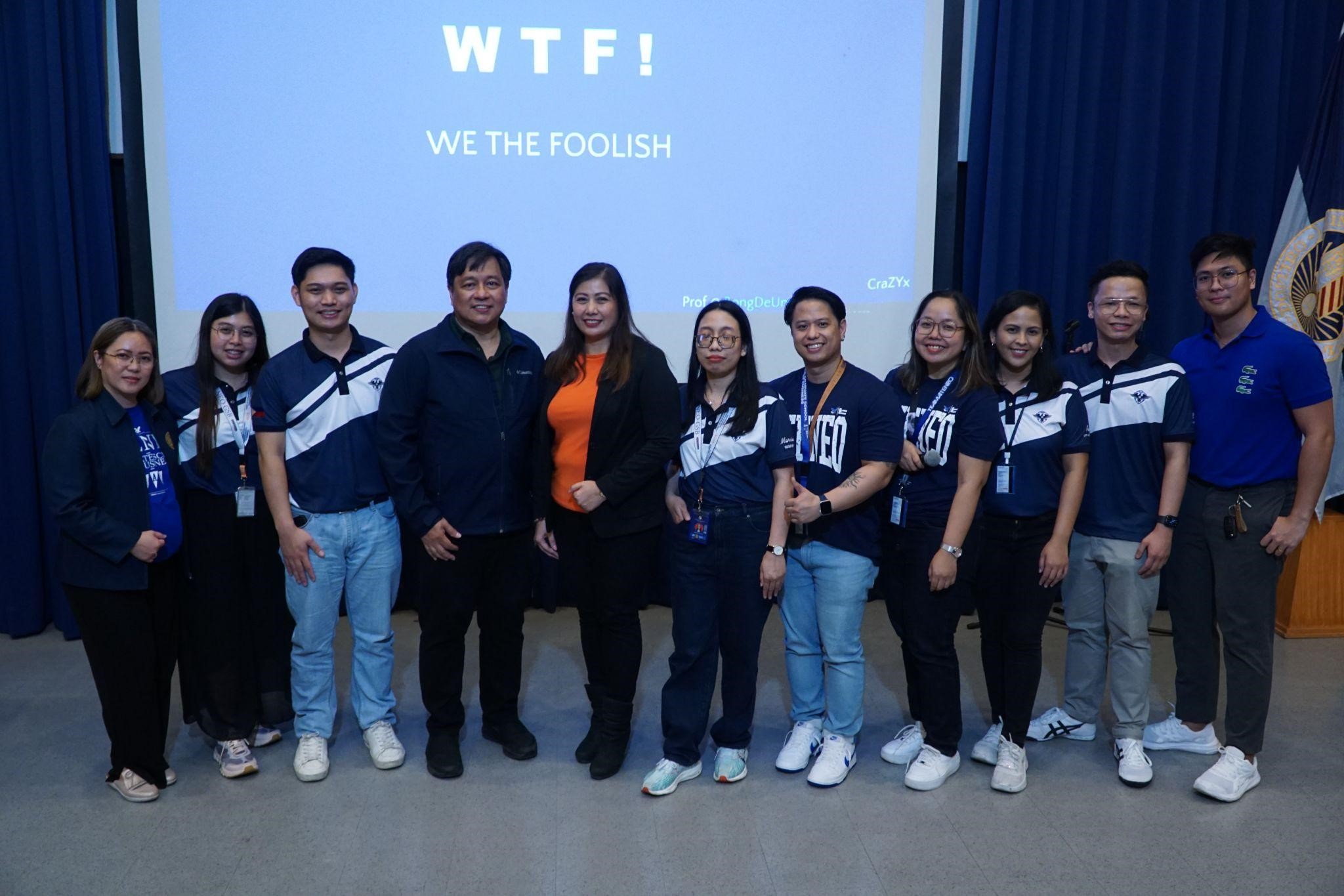 Newly-elected Student Council leaders with guest speakers Anna Cruz and Prof. Remigio Joseph De Ungria, Jr.