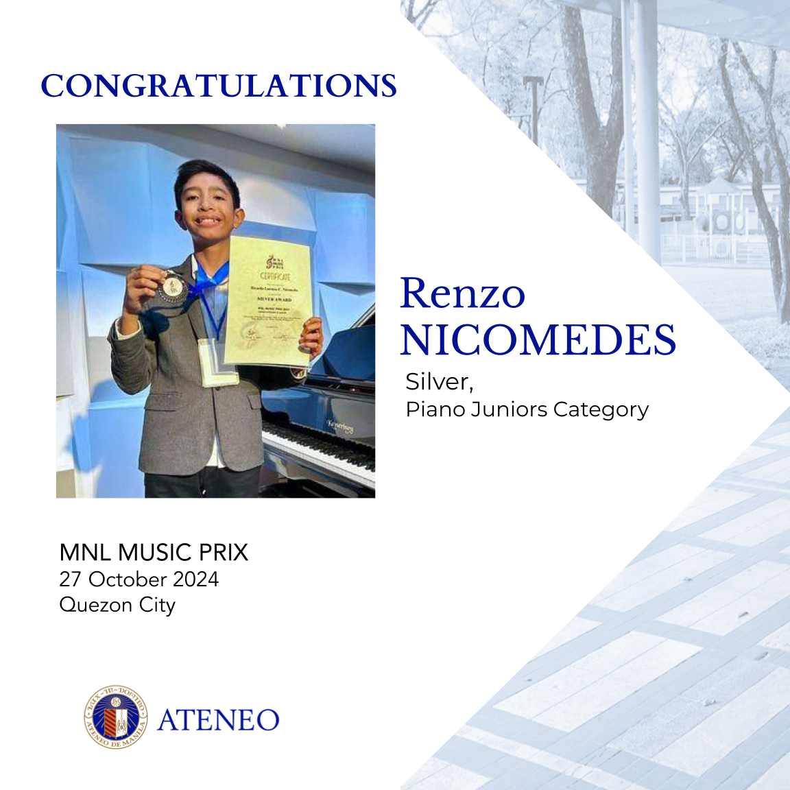 Silver medalist Renzo Nicomedes 