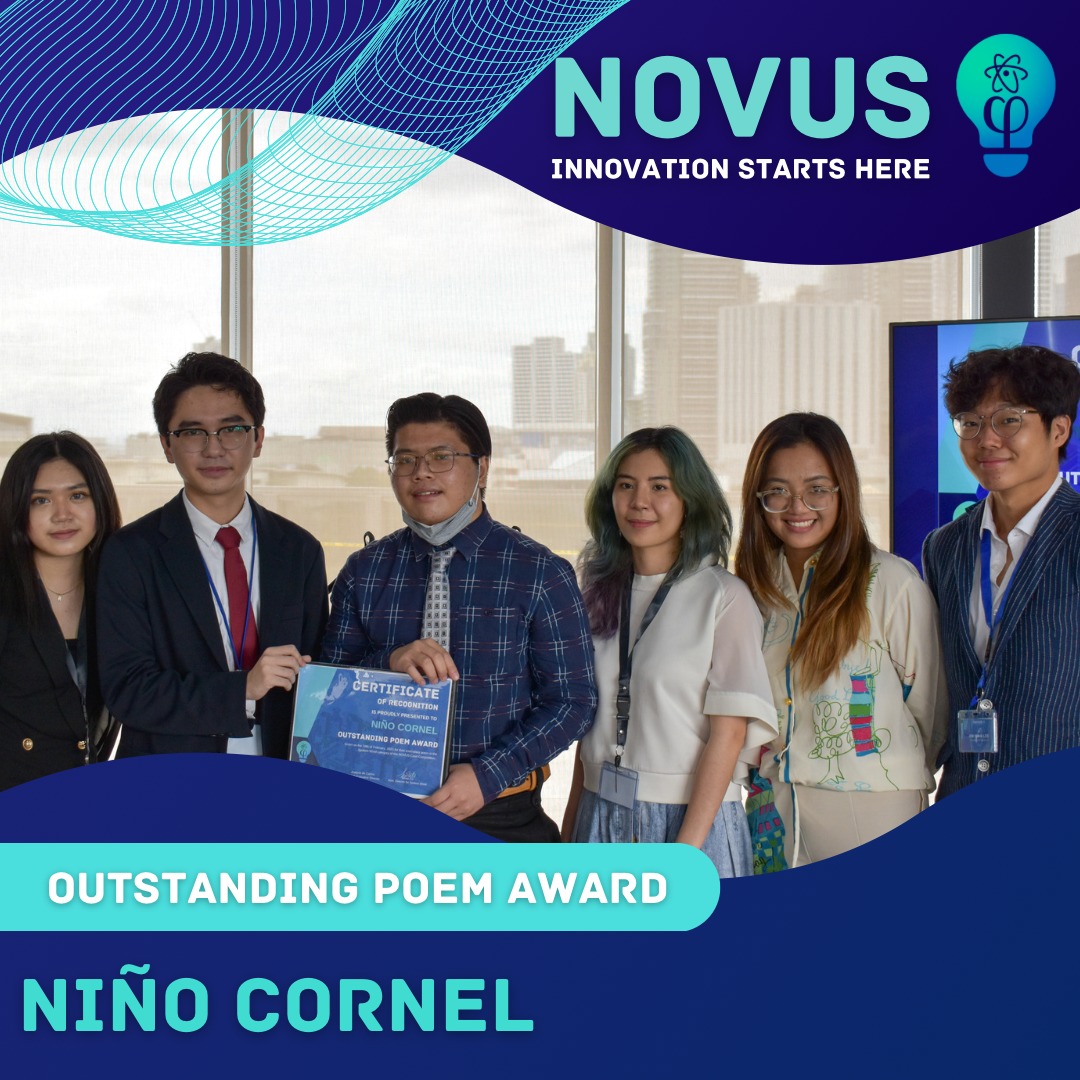 Niño Cornel (third from left) receives the Outstanding Poem award  