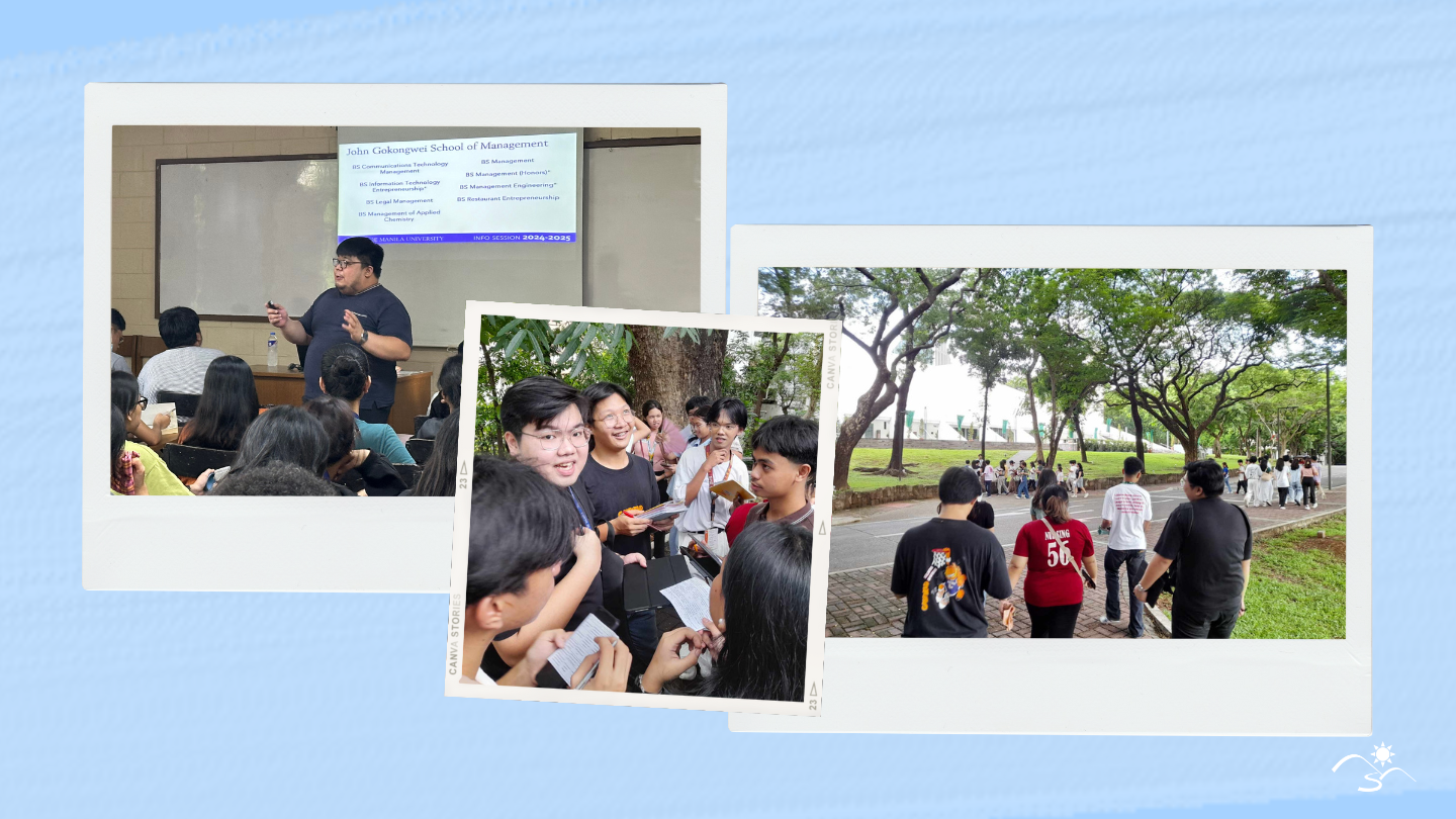 Left to right: Louie Julian from OAA discusses the opportunities in Ateneo, students huddle together for the game portion of the tour, and students walk along the Bellarmine Field with their Ate and Kuya Volunteers